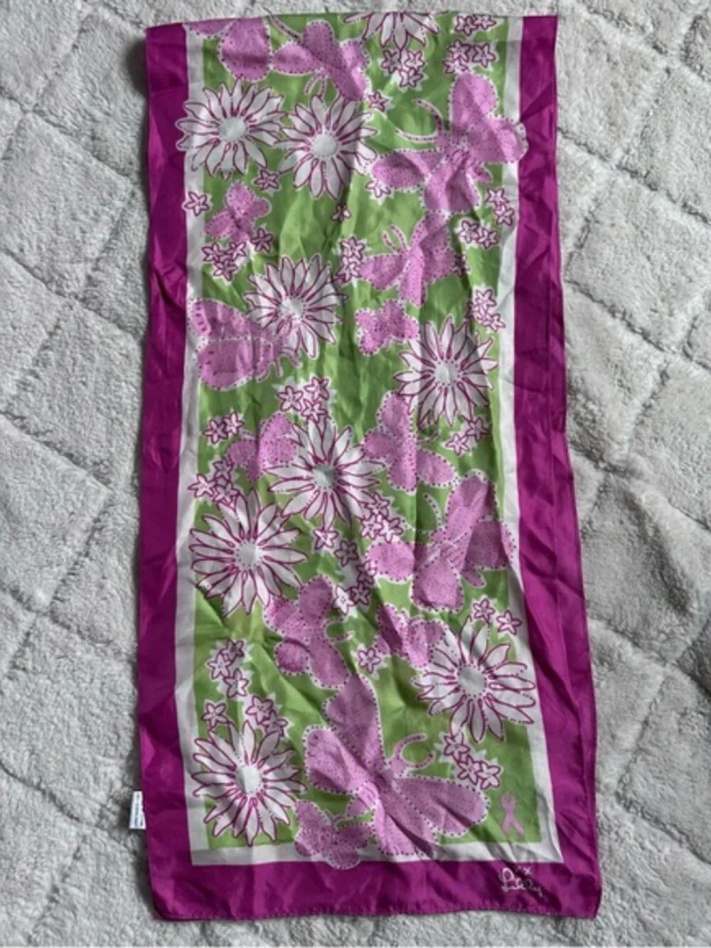 Lilly Pulitzer X Ford | Pink & Green Limited Edition Butterfly Print Silk Scarf